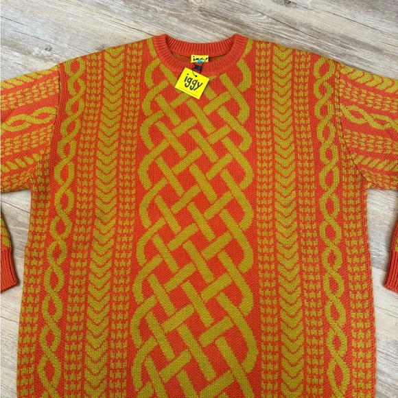 Mens Sweater Jacquard Sweater Cable Knit Sweater NWT Iggy NYC Medium - Picture 6 of 11